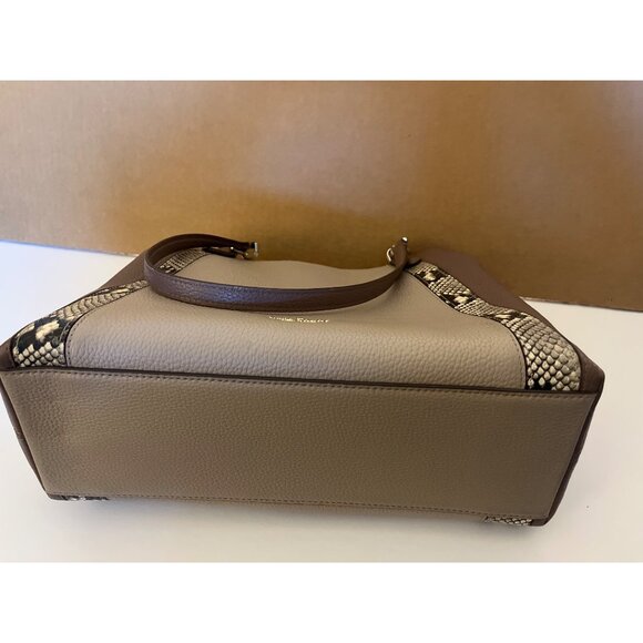 Kate Spade Jackson Taupe Brown Leather Triple Compartment Satchel Snake Embossed - Picture 7 of 12